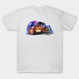 Pumpkins Nights Watercolor T-Shirt